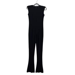 Norma Kamali Black Jumpsuit XS/ 34 Flared Leg Minimalist Gothic Classic Evening